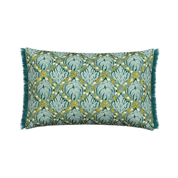 Botanical Harmony Cushion - Teal Claret